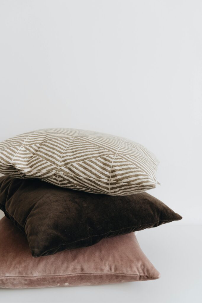 stacked throw pillows